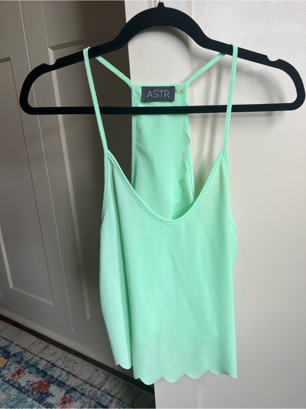 ASTR Mint Green Scalloped draped back Racerback Cami Tank Top Size S - Picture 5 of 9